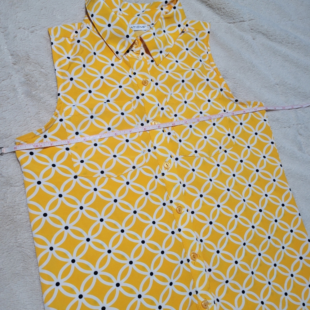 Notations Polka Dot Sleeveless Button Down Blouse… - image 6